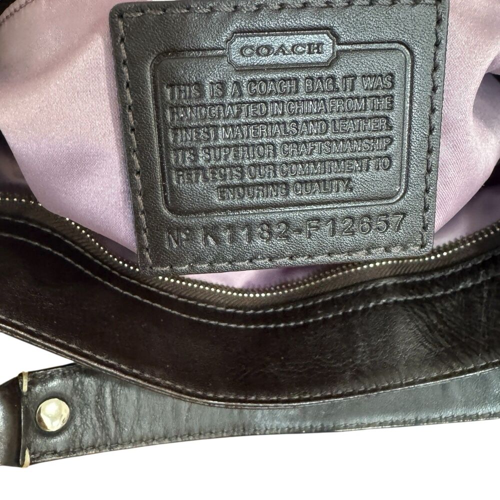 Coach EUC Brown Tan Signature Jacquard Zoe Hobo Handbag Shoulder Purse READ - Picture 14 of 16